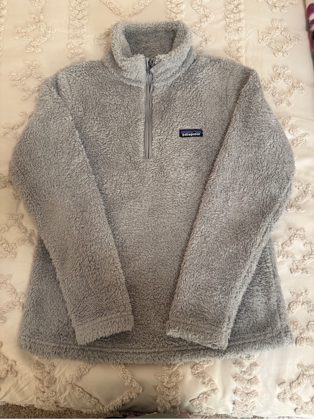Patagonia Light Gray Sherpa 1/4 Zip Pullover